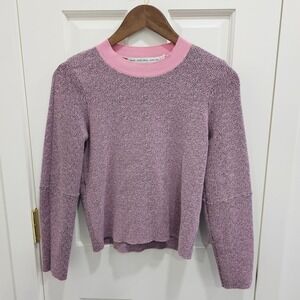 2 Other Stories Pink Black Knit Crew Neck Long Sleeve Sweater XS